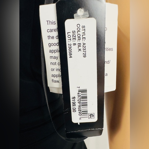 Betsy & Adam Black Formal Full Length V-Neck Ruched Lower Mid Slit Dres… - Picture 16 of 16